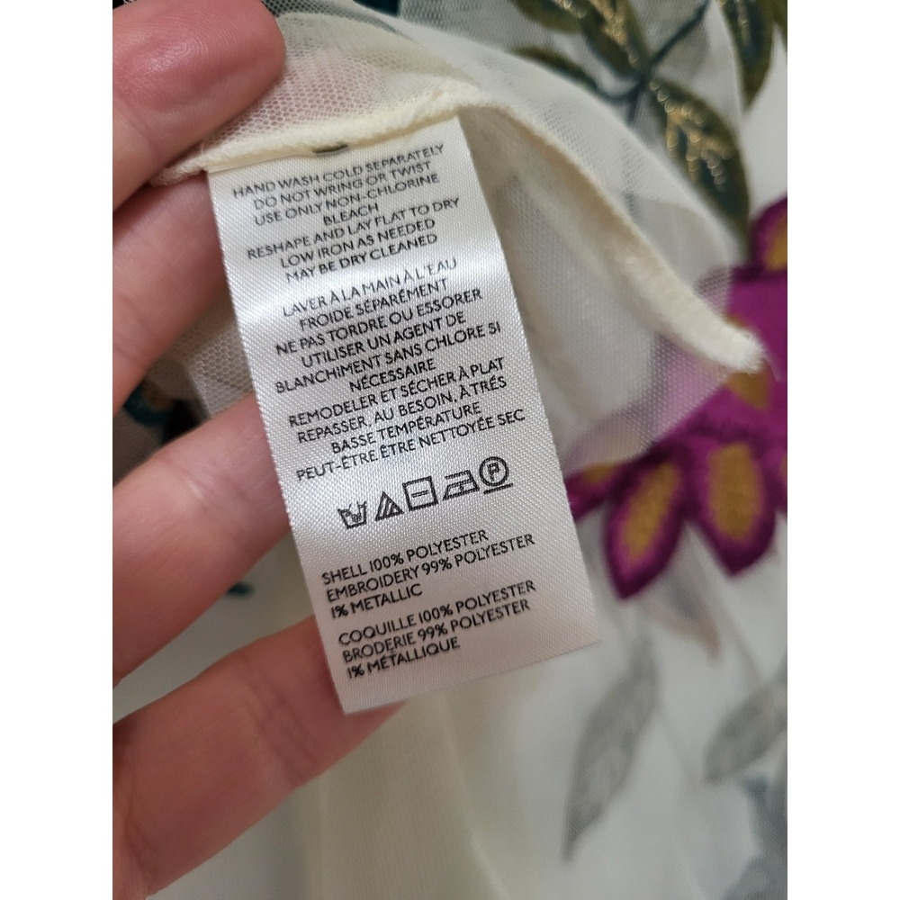 By Anthropologie Layla Sheer Multicolor Floral Embroidered Garden Fairy Top XS - Picture 6 of 7